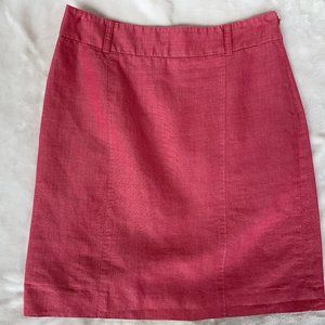 LOFT Red/Pink White Stitching Pencil Skirt Size 0P